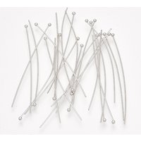 Goupilles à Tête Boule en Laiton, Plaquées Platine, 50mm de Long — Accessoires pour bijoux