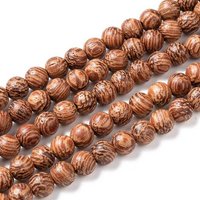 Brins de Perles en Bois, Perles en Bois de Dracaena Draco, 6mm — Perles à bijoux