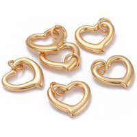 Charm en Acier Inoxydable 304 en Forme de Cœur Ouvert avec Anneau, Plaqué Or 18K — Breloques et pendentifs