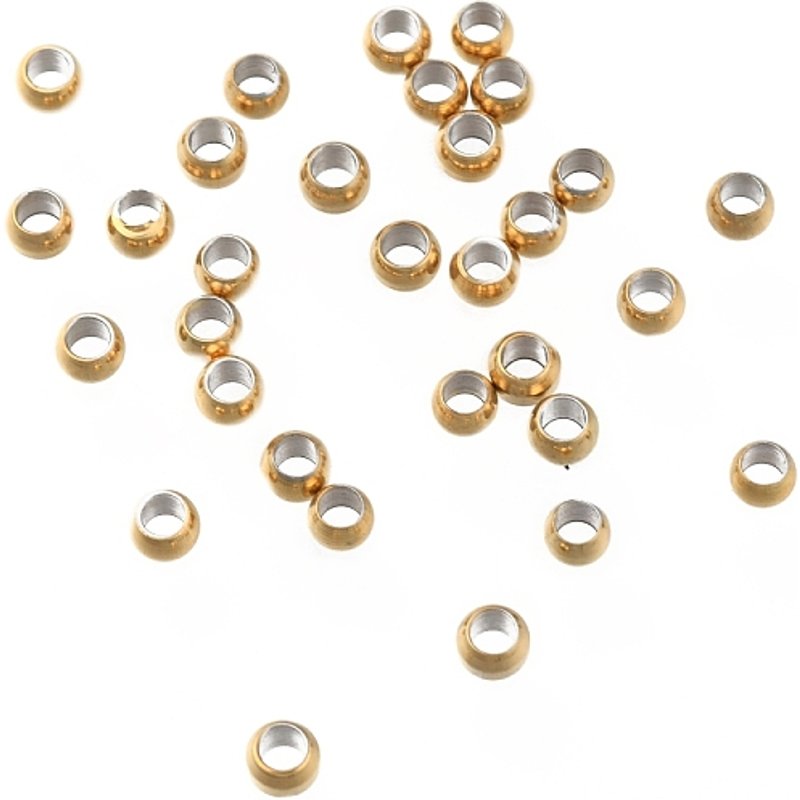 Perles Espacées Rondes en Acier Inoxydable 304, Plaquées Or 18K — Perles à bijoux
