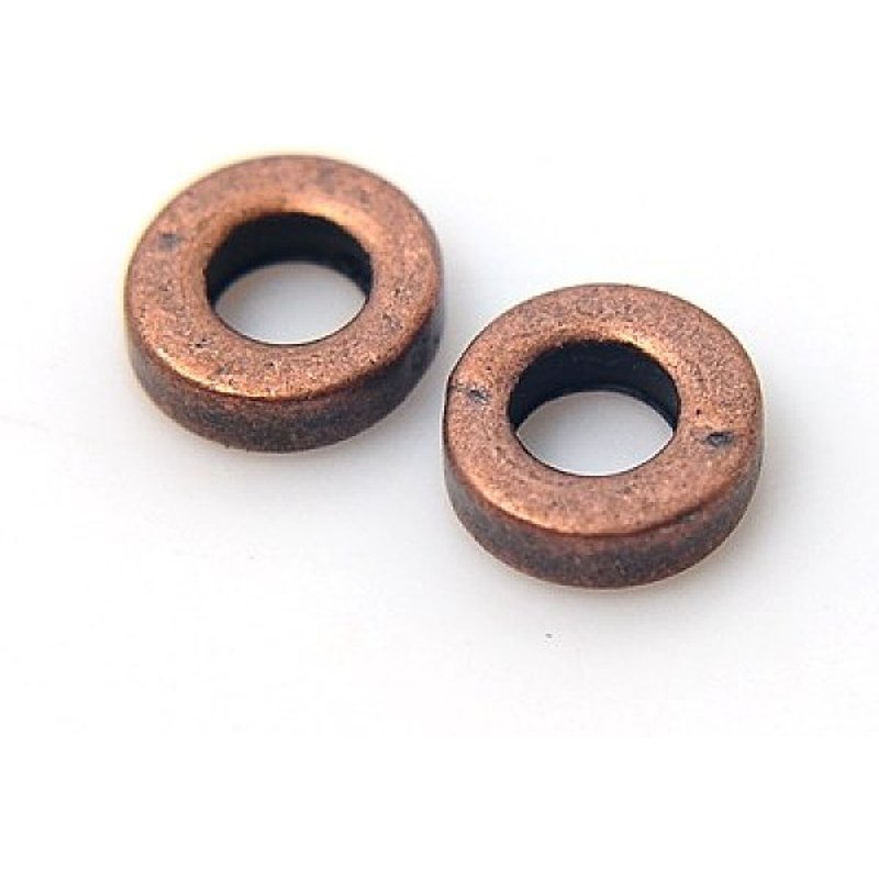 Perles Espacées de Style Tibétain, Sans Plomb, Cuivre Rouge, 6x2mm — Perles à bijoux