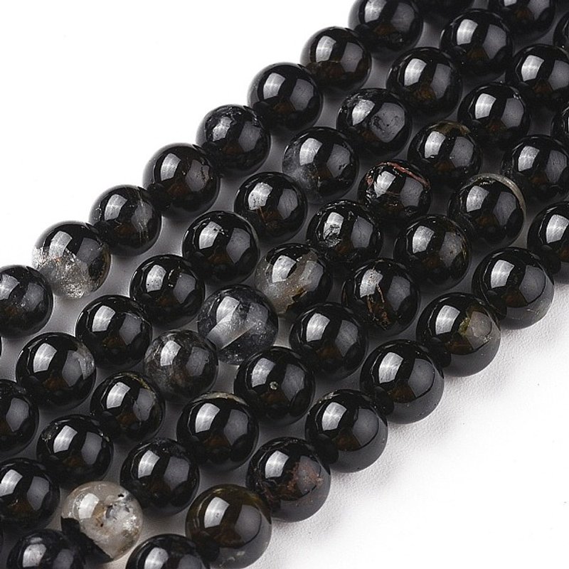 Natural Black Tourmaline Beads Strands, Round, 6mm, 15.3 inch — Jewelry Beads