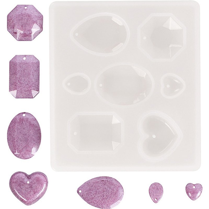 Pendant Silicone Molds for Resin Jewelry Making - Heart, Oval, Drop, Octagon — Jewelry Making Tools
