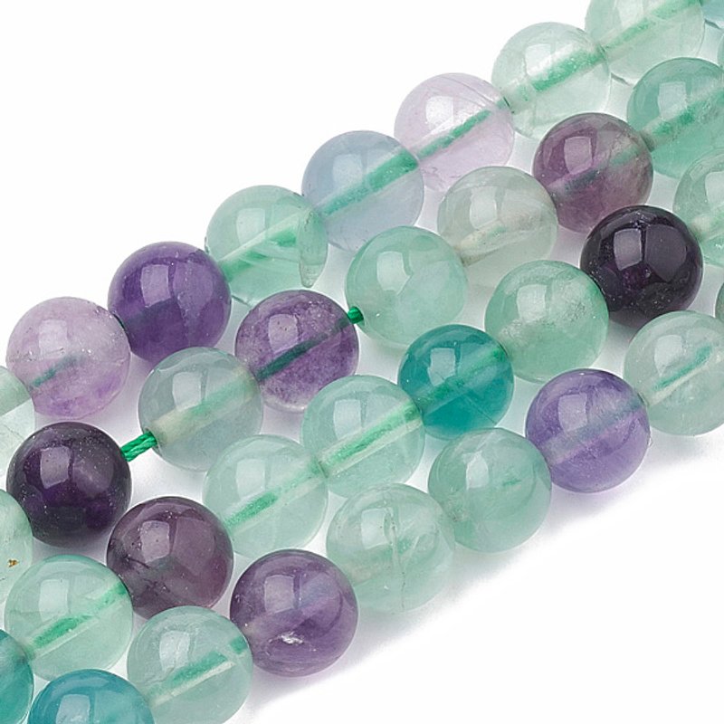 Fil de perles naturelles de fluorite, rondes, 6-7mm, 15,7 pouces — Perles à bijoux