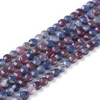 Brins de perles en corindon rouge naturel et saphir, facettés — Perles à bijoux