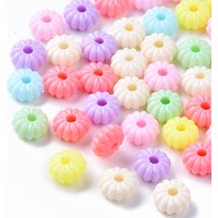 Opaque Polystyrene Plastic Corrugated Beads, Pumpkin, Mixed Colors — Jewelry Beads