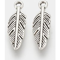 Tibetan Style Feather Alloy Pendant, Antique Silver, 15x5x1.5mm — Charms & Pendants