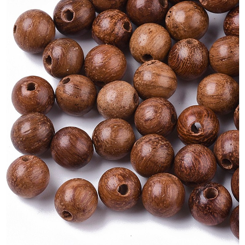 Perles en Bois Naturel, Perles en Bois Cirées, Ronde Sienne, 6mm — Perles à bijoux