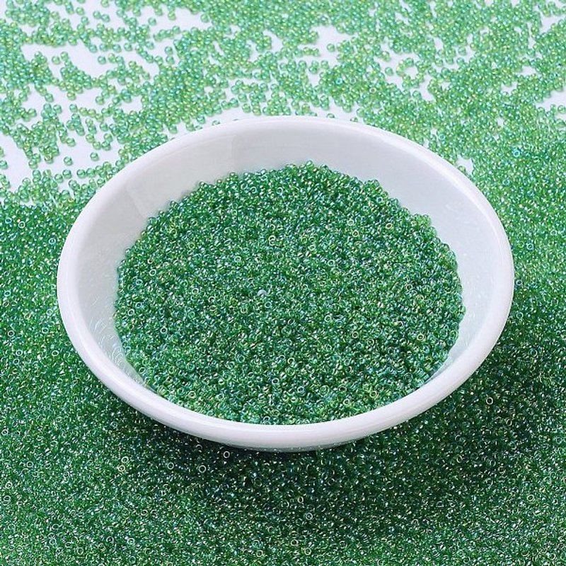 Miyuki Round Rocailles Beads, Transparent Light Green AB, 11/0 — Jewelry Beads
