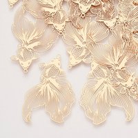 Brass Goldfish Pendant, Etched Metal Embellishment, Light Gold