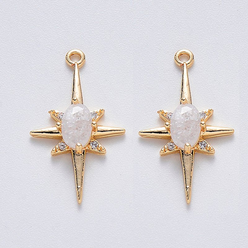 Breloques en verre de laiton avec zircon cubique micro pavé, design étoile — Breloques et pendentifs