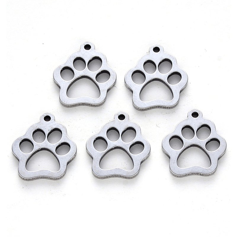 Charm en Acier Inoxydable 304, Empreinte de Patte de Chien, Découpe Laser — Breloques et pendentifs