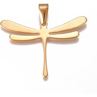 304 Stainless Steel Dragonfly Pendant, Golden, 32x45mm
