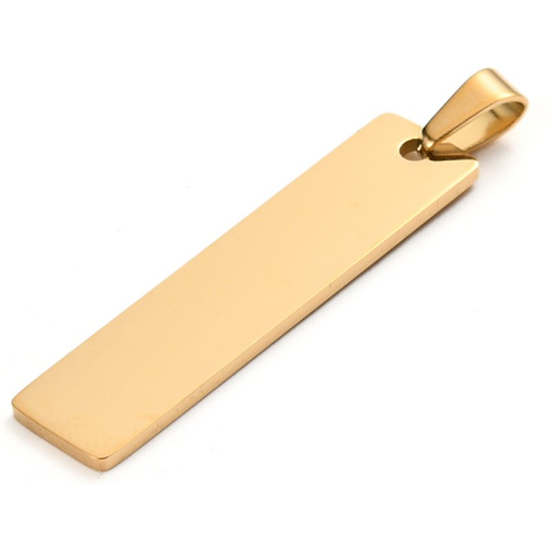 Pendentif rectangulaire en acier inoxydable 304, plaqué or 18K — Breloques et pendentifs