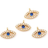 Brass Micro Pave Cubic Zirconia Evil Eye Charms, 18K Gold Plated — Charms & Pendants