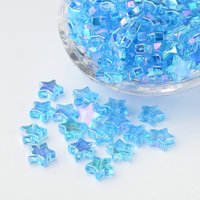 Eco-Friendly Transparent Acrylic Star Beads, Deep Sky Blue, 100pcs — Jewelry Beads