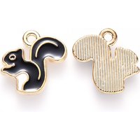 Charm en Émail en Alliage - Écureuil en Or Clair et Noir — Breloques et pendentifs