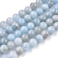 Fils de perles d'aigue-marine naturelles, rondes, grade AB, 6mm, 62pcs — Perles à bijoux