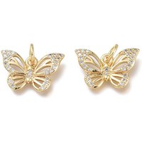 Charms Papillon en Laiton Micro Pave avec Anneaux, Plaqué Or 18K — Breloques et pendentifs