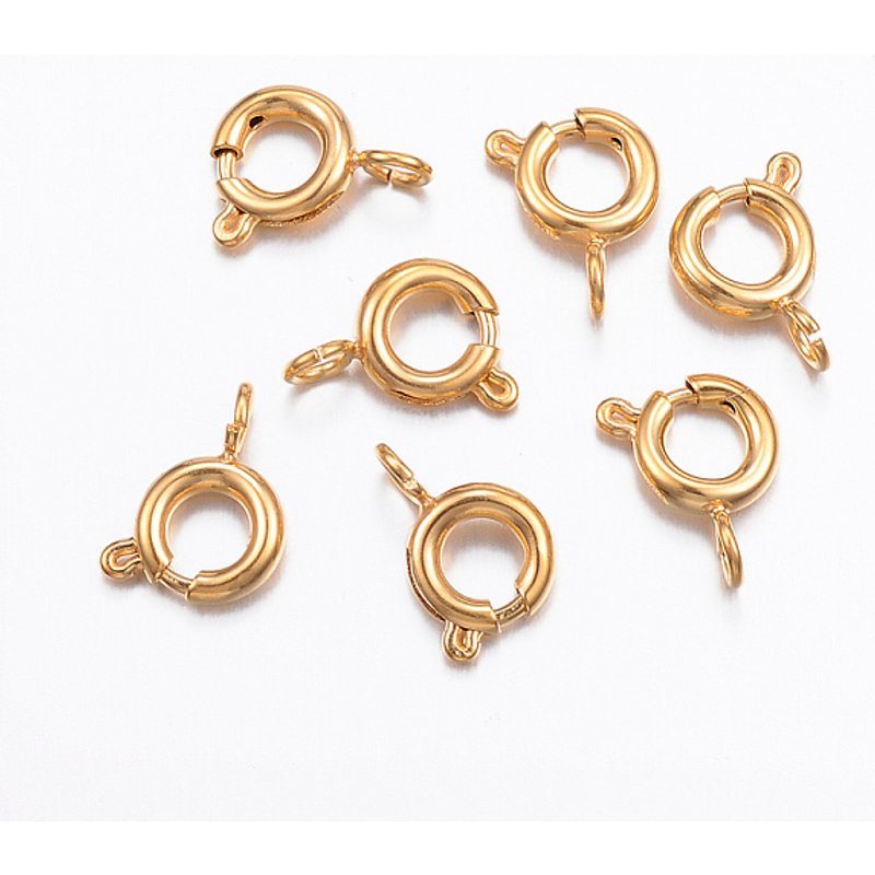 Ion Plating 304 Stainless Steel Spring Ring Clasps, Golden — Jewelry Findings