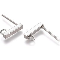 Non-Tarnish 304 Stainless Steel Ear Stud Components with Loop — Jewelry Findings