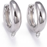 Trouvailles de Boucles d'Oreilles Huggie en Laiton, Plaqué Platine, 16x15mm — Accessoires pour bijoux
