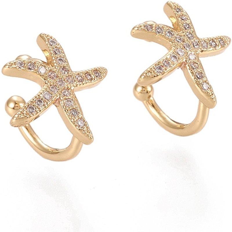 Boucles d'oreilles en laiton micro pavé zircon cubique clair en forme d'étoile de mer — Bijoux fantaisie