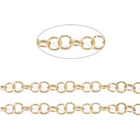 304 Stainless Steel Rolo Belcher Chains with Spool, Golden, 32.8 Feet