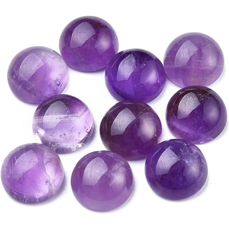 Natural Amethyst Cabochons, Half Round, Grade A, 10x4-5mm — Loose Gemstones