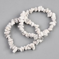 Bracelet Élastique Unisexe en Pierre Naturelle Howlite, 1-3/4 à 2 Pouces — Bracelet Femme