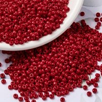 Perles Rocailles Rondes Miyuki, Perles de Verre Japonaises, Rouge Opaque 8/0 — Perles à bijoux