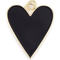 Pendentif en Émail en Laiton, Plaqué Or 18K, Noir — Breloques et pendentifs
