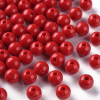 Opaque Acrylic Round Beads, FireBrick, 8x7mm, 1745pcs/500g — Jewelry Beads