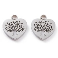 Charm en Acier Inoxydable 304 avec Arbre de Vie en Forme de Cœur — Breloques et pendentifs
