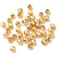 Perles de séparation en laiton, rondes facettées, plaquées or 24K, 2.5x2.2mm — Perles à bijoux