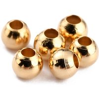 Perles de séparation en laiton, rondes, plaquées or 24K, 2.3x2mm