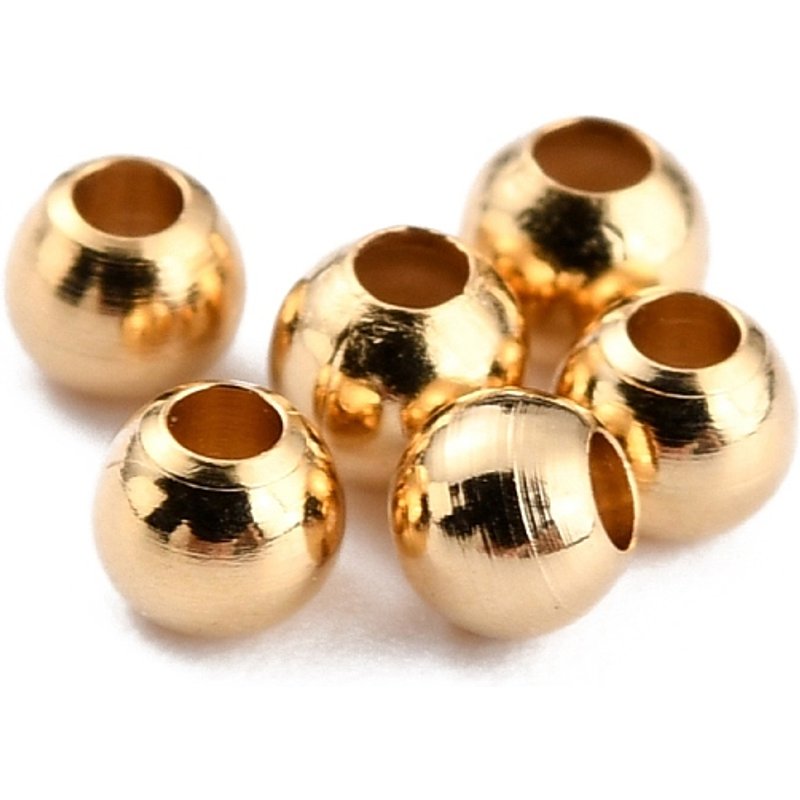 Perles de séparation en laiton, rondes, plaquées or 24K, 2.3x2mm — Perles à bijoux