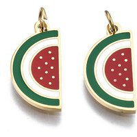 316 Surgical Stainless Steel Watermelon Enamel Charm with Jump Ring