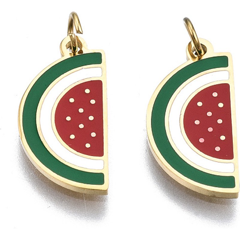 Charm en Émail de Pastèque en Acier Inoxydable 316 avec Anneau de Saut — Breloques et pendentifs