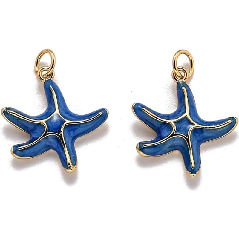 Pendentif en Émail de Laiton en Forme d'Étoile de Mer avec Anneau de Saut, Plaqué Or 18K — Breloques et pendentifs