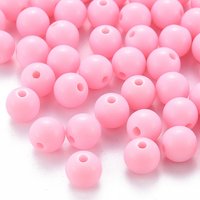 Perles Acryliques Opaques, Rondes, Rose Perle, 8x7mm, 1745pcs/500g — Perles à bijoux