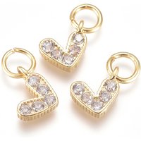 Brass Micro Pave Cubic Zirconia Heart Charm with Jump Ring