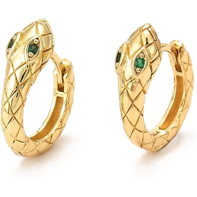 Boucles d'oreilles créoles en laiton avec zircon cubique micro pavé, plaquées or 18K — Boucles d'oreilles créoles