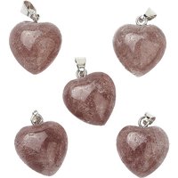 Natural Strawberry Quartz Heart Pendants with Platinum Brass Loops — Charms & Pendants