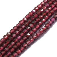 Fil de perles de grenat naturel de grade A, cube facetté, 2mm