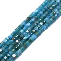 Brins de perles en apatite naturelle, cubiques, facettées, 2mm, 182pcs — Perles à bijoux