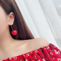 Boucles d'oreilles pendantes en résine cerise pour femmes - Or clair et rouge