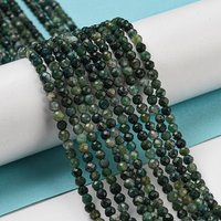 Brins de Perles en Agate Mousse Naturelle, Facettées, Ronde, 3mm, 15.7 pouces — Perles à bijoux
