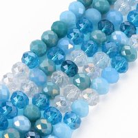 Brins de Perles en Verre Électroplaquées, Bleu Ciel Clair, Rondelle, 69-72pcs — Perles à bijoux
