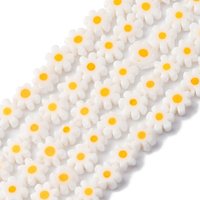 Brins de perles en verre Millefiori faits à la main, fleurs oranges, 15.75-16.34 pouces — Perles à bijoux